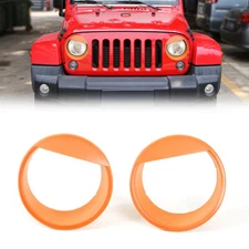 Front Headlight Lamp Cover Trim Decor For Jeep Wrangler JK 07+Orange Accessories