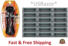 20 Wilkinson Tech3 Razor Blade Refill cartridges Metal Shaver handle 8 16 Tech 3