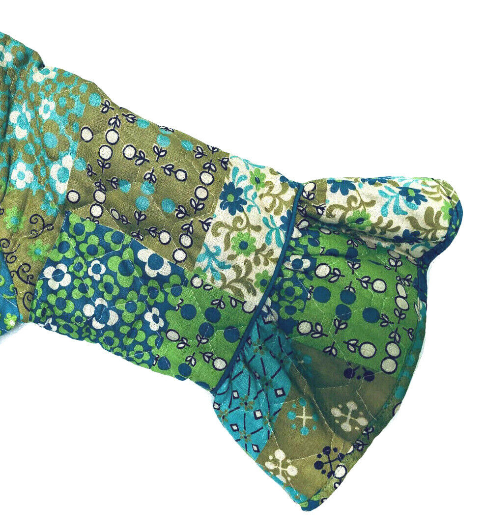 60s Quilted Blue Green Ruffle sleeve long Maxi Pa… - image 7