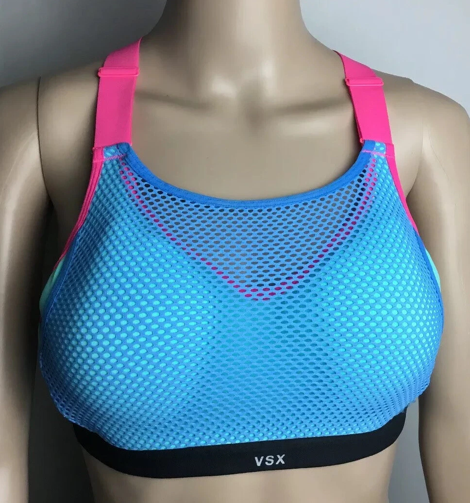 Victoria Secret VSX Sport Bra 32 C Blue ,Pink Black,Gel Underwire