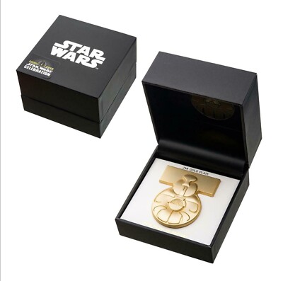 STAR WARS MEDAL OF YAVIN PIN 24K VERGOLDET GOLD PLATE NOT MASTER REPLICAS NEW