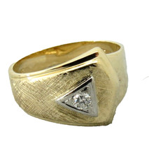14K Palladium Mens Diamond Ring Yellow Gold SZ 9 Band  Brushed Texture 5.83g