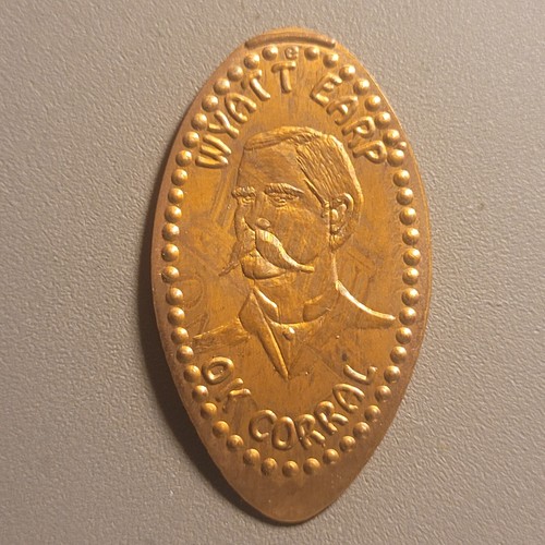 Vintage Wyatt Earp länglicher gepresster Penny - OK Corral