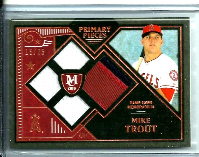 Mike Trout 2016 Topps Museum Primary Pieces Quad Relics Copper PPQR-MT # d 15/75 - Image 3 of 3