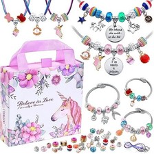 Unicorn Charm Bracelet Kit, Jewelry Making Toy for Girls Ages 8-12 Creative Gift