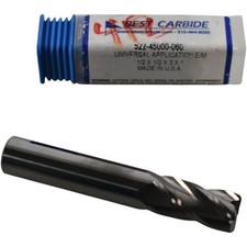 NEW Best Carbide 522-45000-060 End Mill 1/2x1/2x3x1 4FL Corner Radius