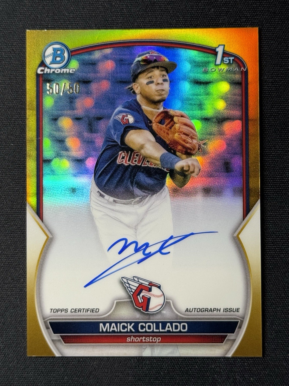 2023 Bowman Chrome Maick Collado 1st True Gold Auto 50/50 Guardians