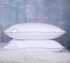 Set of 2 Goose Feather Down Cooling Pillow for Back, Stomach or Side Sleepers...