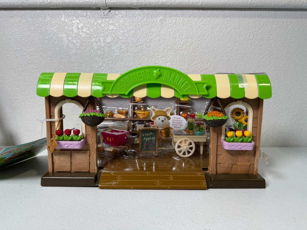 ハンドメイドショップ +kind‼️ Li'l Woodzeez Hoppin' Farmers Market Playset – 68pc Store & Toy