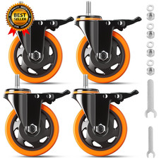 4 Inch Caster Wheels 2200Lbs Threaded Stem Casters Set of 4 Heavy Duty