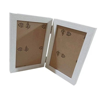 Double cadre photo 4x6 porte-photo en bois pour bureau salle à manger - Photo 1/4