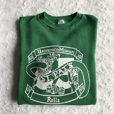 Vintage Missouri Sweatshirt Mens Large Green St Pats Rolla 77th 1985 Mizzou 80s