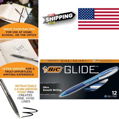 Blue Retractable Ballpoint Pens 12 Count Pack Medium Point Ultra Smooth Writing