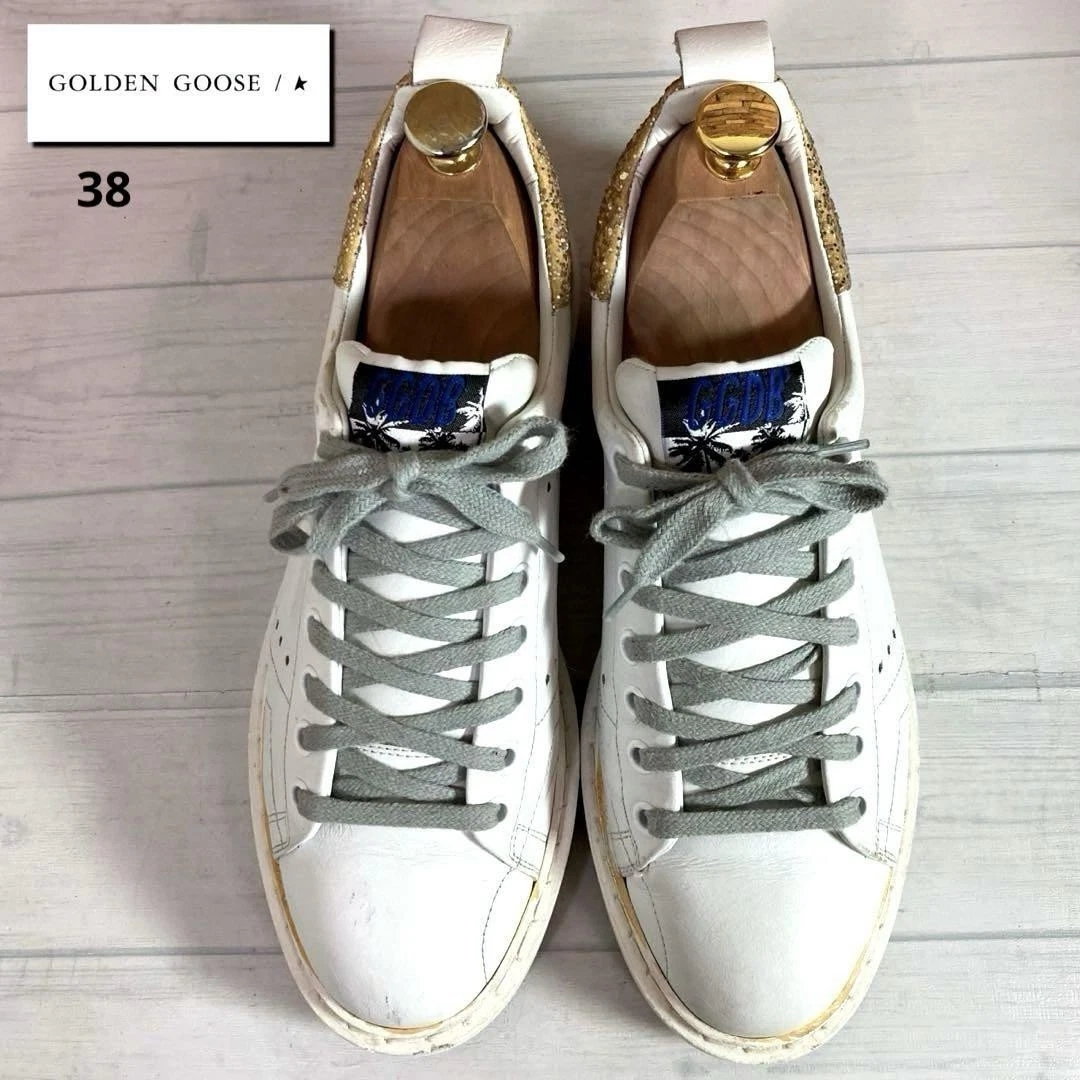 GOLDEN GOOSE Sneakers HAUS GOL GOOSE DELUXE BRAND in pelle con plateau glitter suola spessa