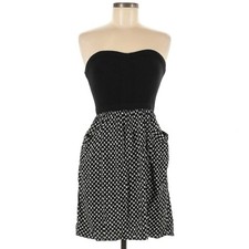 Xhilaration Strapless Bustier Fit Flare Mini Sun Dress Juniors Small Black White