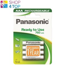 4 Panasonic Rechargeable AAA Ready To Use Batteries 750mAh NiMH 1.2V 4BL NEW