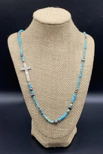 SILPADA-Sterling Silver 'Ideal' Howlite Pyrite Pearl Cross Necklace N3028