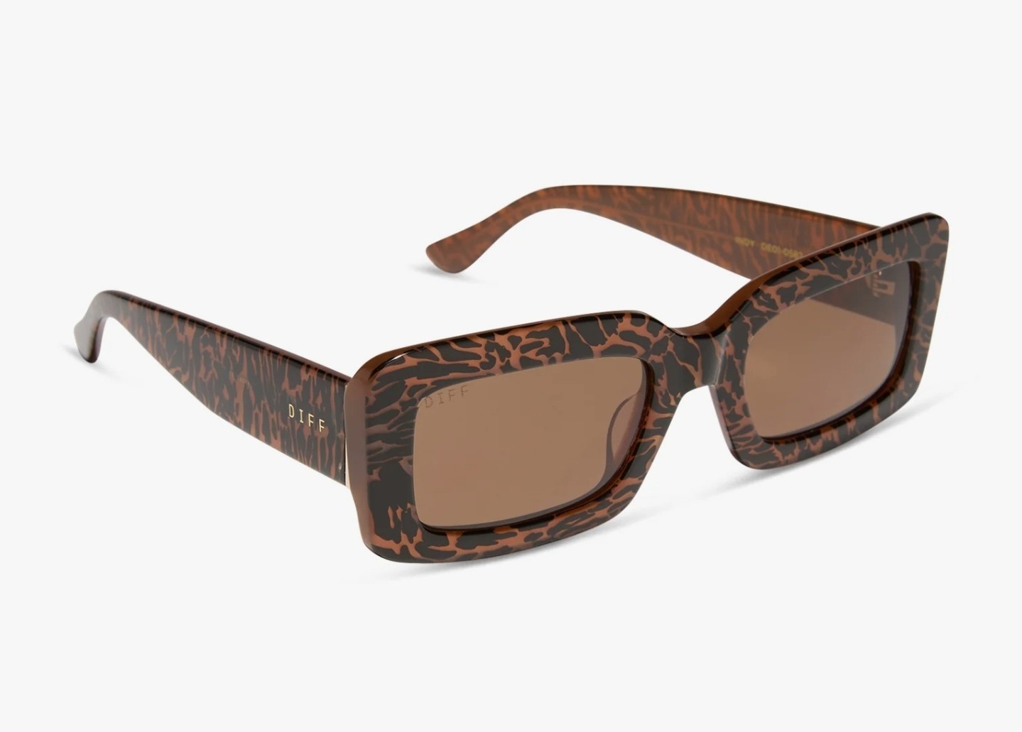 Diff Indy Tortoise Rectangle Sunglasses 51-23-140… - image 1