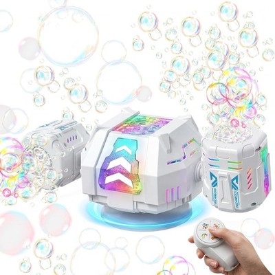 Rechargeable Dual-Nozzle Bubble Machine with Remote, 30K Bubbles/Min, RGB Lights