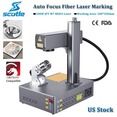 Auto Focus 100W JPT M7 Mopa Fiber Laser Engraver Machine Color Marking & Rotary