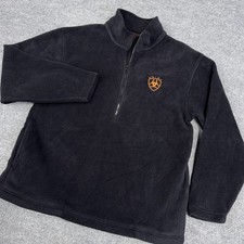 Ariat Sweatshirt Mens Medium Black Fleece Embroidered Logo Mock Neck Quarter Zip