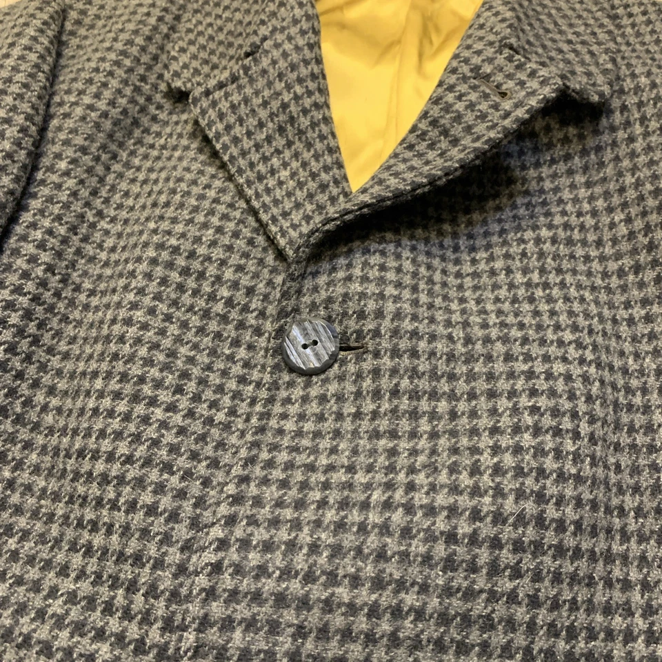 VTG Woronaco Wool Coat Cut Marble Buttons 46L Trench Heavy! - Image 4 of 4