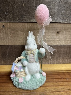 Vintage Hallmark Easter Bunny Spring Keepsake Holding Egg Balloon
