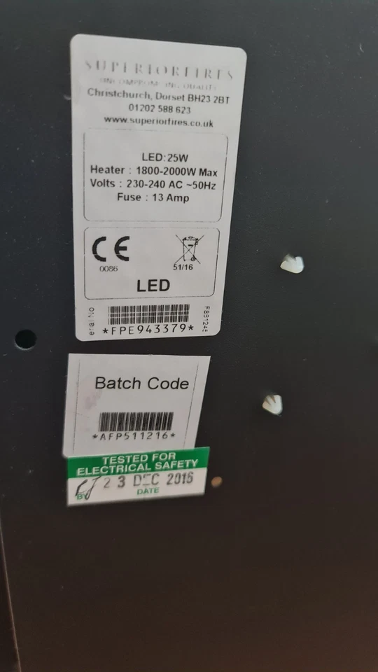 Electric Heater Fireplace, Floor Standing, Wall Mounted. Brass. Working. - Image 2 of 3