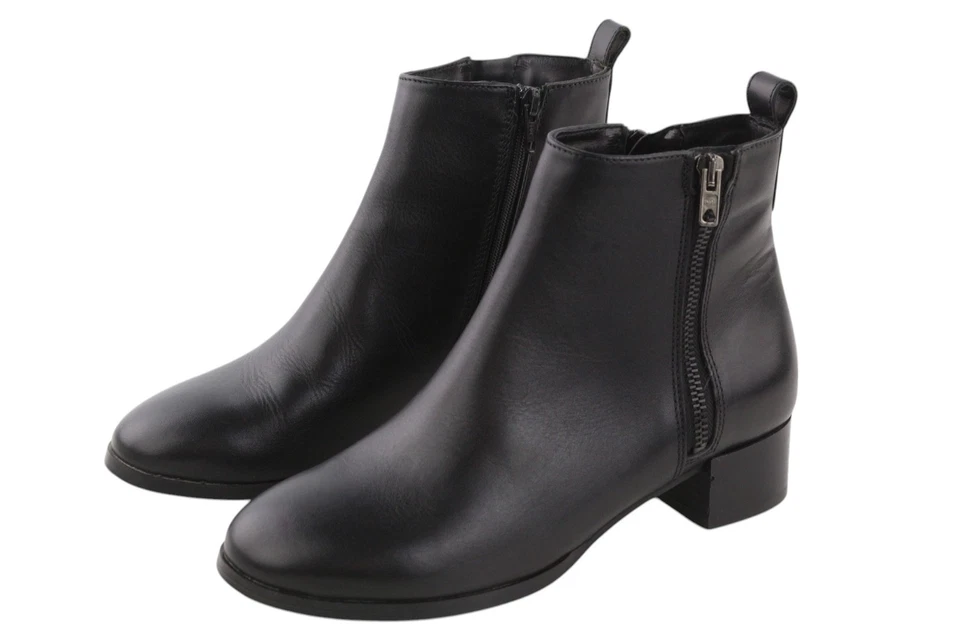 Diesel D-Arlin Women's EU39 Black Zipper Leather Ankle Heels Shoes 260 - Image 2 of 4