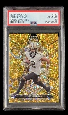 Chris Olave 2024 Mosaic Gold Sparkle Prizm Jersey #12/24 PSA 10 GEM MINT Saints