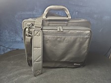 Targus Black Leather Laptop Computer Messenger Bag w/ Shoulder Strap