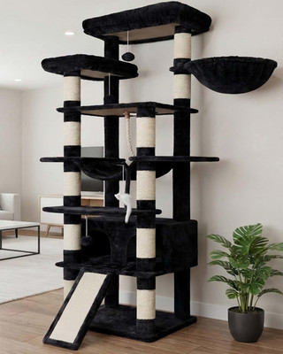 Tall Cat Tree, 78-Inch Multi-Level Cat Tower for Indoor Cats, 2 Widened Plush Pe