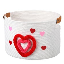 Valentine Gift Basket with Handles, Cute Woven Heart Basket for Stuffers, Sim...