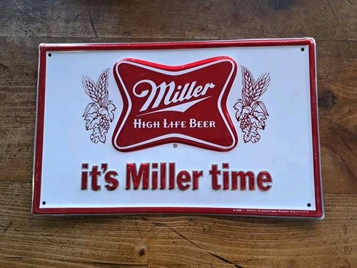Vintage 1978 Miller High Life Beer Sign Tin 16" X 10"  Milwaukee WI USA