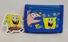 Kids Tri-Fold Mini Wallet - Spongebob Blue Coin Purse Bag NEW Nickelodeon
