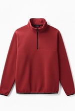 Vintage Eddie Bauer Polartec Red 1/4 Zip Fleece Mock Neck Pullover Sweater Sz XL