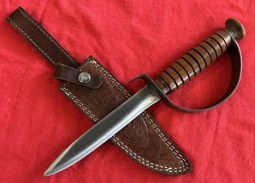 CIVIL WAR CUSTOM REENACTMENT BOWIE - FROM A FILE - TURNED WOOD & BRASS HANDLE