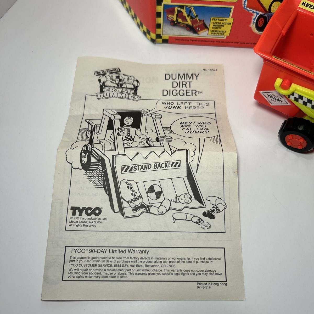 Crash Test Dummies Crash Dirt Digger Vehicle 1992 TYCO Complete In