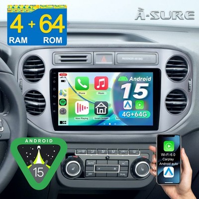 Carplay 4+64G Android 15 Autoradio DSP GPS Navi WIFI für VW Tiguan 5N Golf Plus