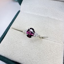 Rhodolite Garnet Ring, 925 Sterling Silver, Engagement Ring, Three Stone Ring