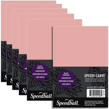 Speedy-Carve Premium Printmaking Blocks - 4" x 6" Pink Carving Material, Soft...