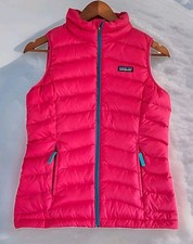 Patagonia Goose Down Vest Girl's Large Pink Full Zip Sleeveless Puffer