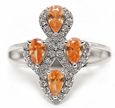 2 kt wärmebehandelter Padparadscha 925 Sterlingsilber Ring Größe 8 