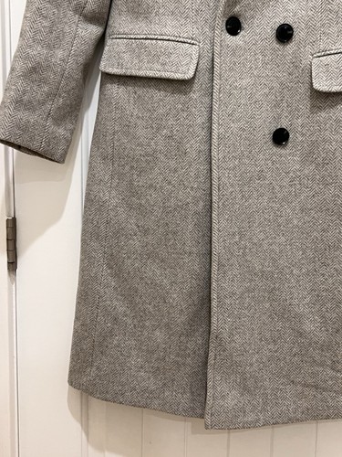 LAUREN RALPH LAUREN Size 8 Gray Wool Herringbone Double Breasted Coat Lined - Picture 4 of 12