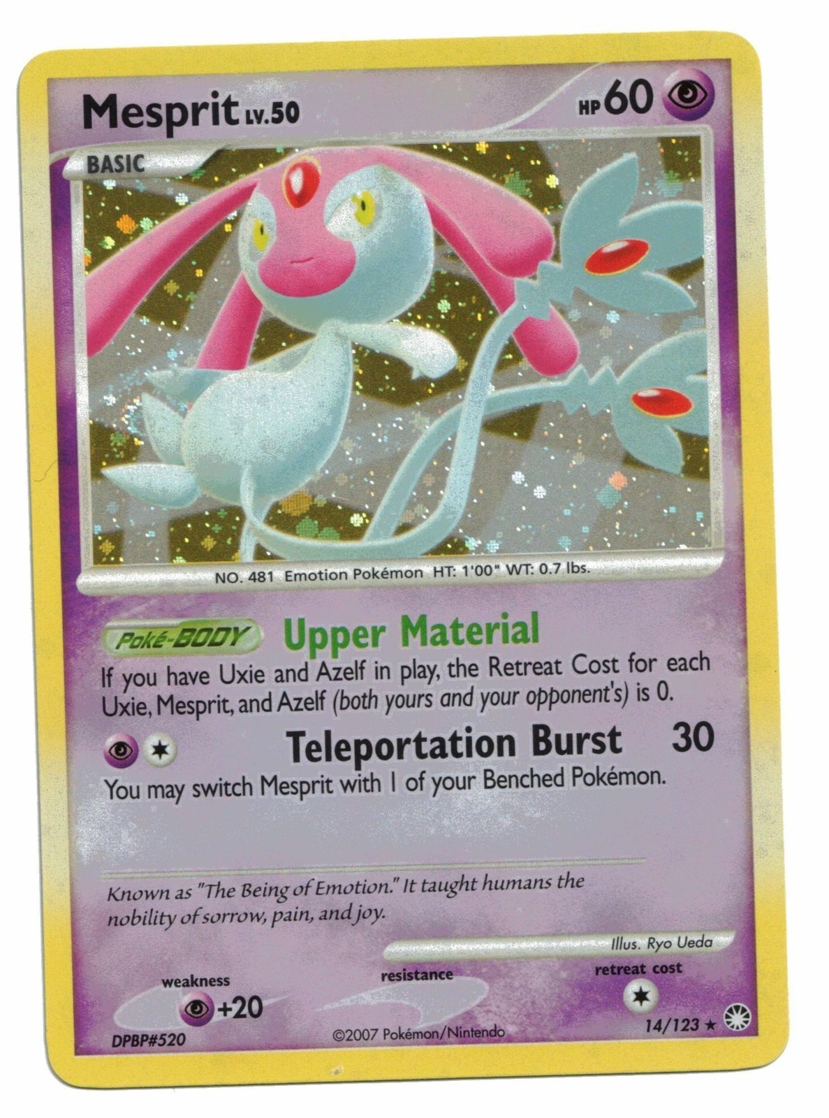 Pokemon Card: Mesprit HOLO 14/123 D&P Mysterious Treasures Set Rare! NM