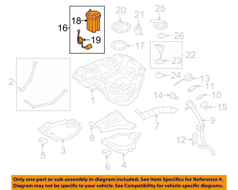 Fuel Pump Assembly 2.5L Without Turbo Fits 08-11 IMPREZA 1391571 - Image 3 of 4