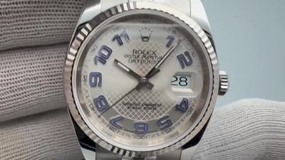 2013 Rolex 116234 36mm Silver Deco Diagonal Motif Arabic Dial