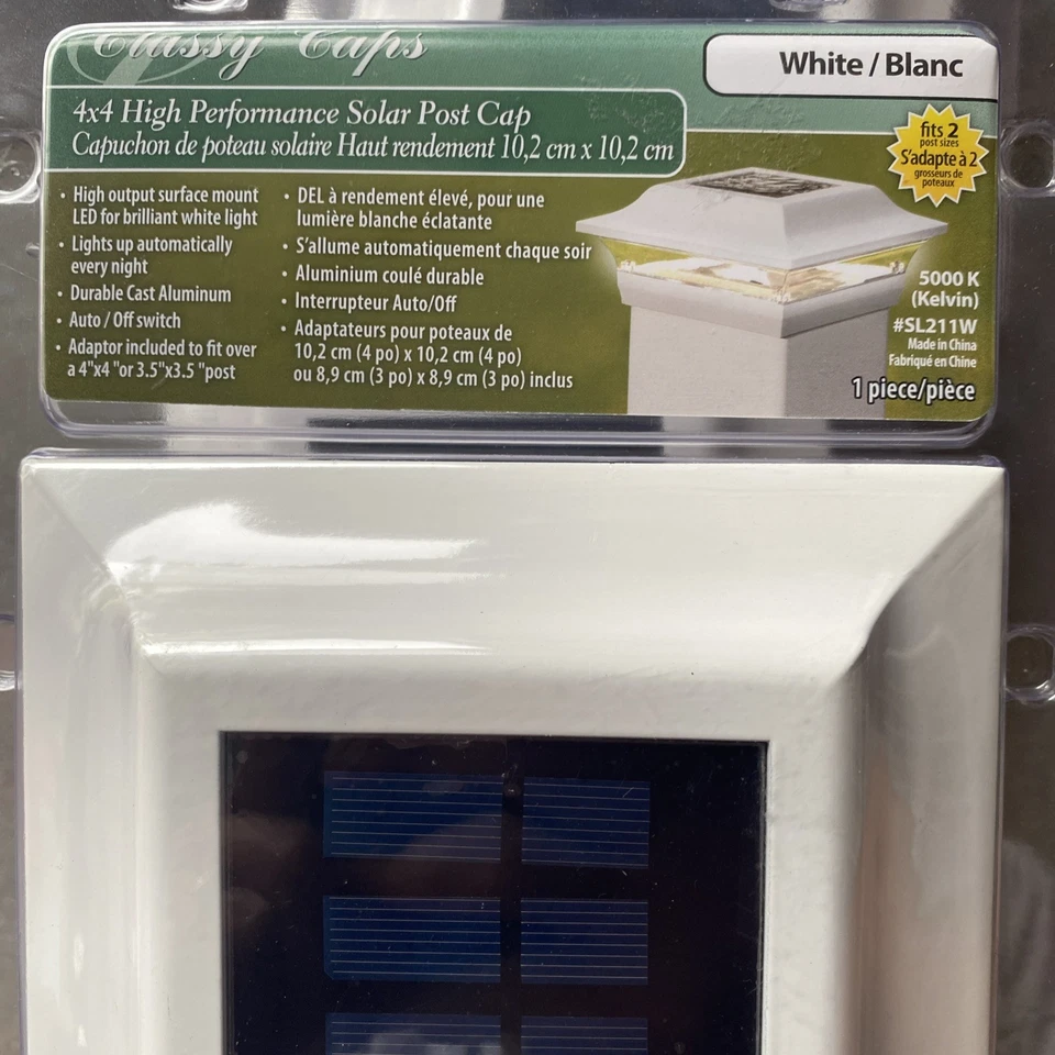 Classy Caps Solar Post Cap 4”x4” SL211W Aluminum White Finish NIB - Image 1 of 4