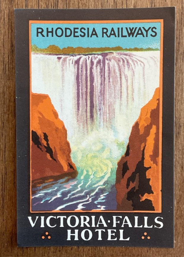 Vintage Rhodesia Railways Victoria Falls Hotel Africa Luggage Label 3 X 4.5&Quot;