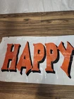 Vintage Plastic Happy Halloween Banner Witch Full Moon